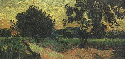 Vincent Van Gogh Landscape with thte Chateau of Auvers at Sunset nn04)